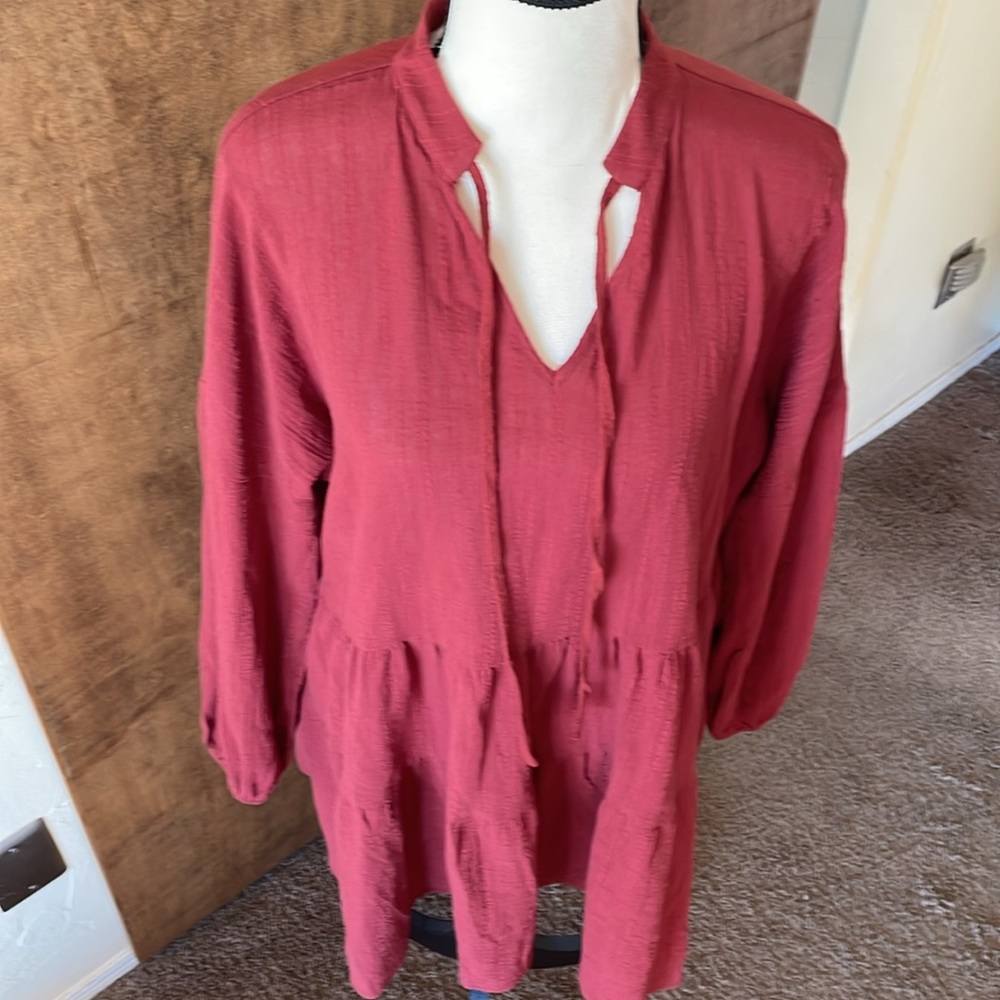 R. VIVIMOS Boho Burgandy Dress Size L 12/14